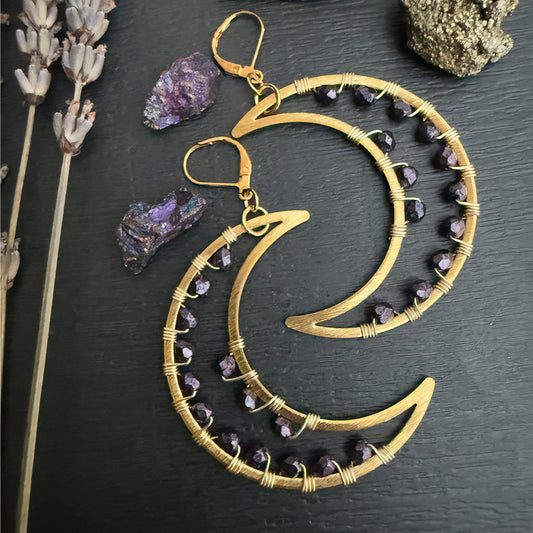 Currant Moons Crescent Moon Statement Earrings