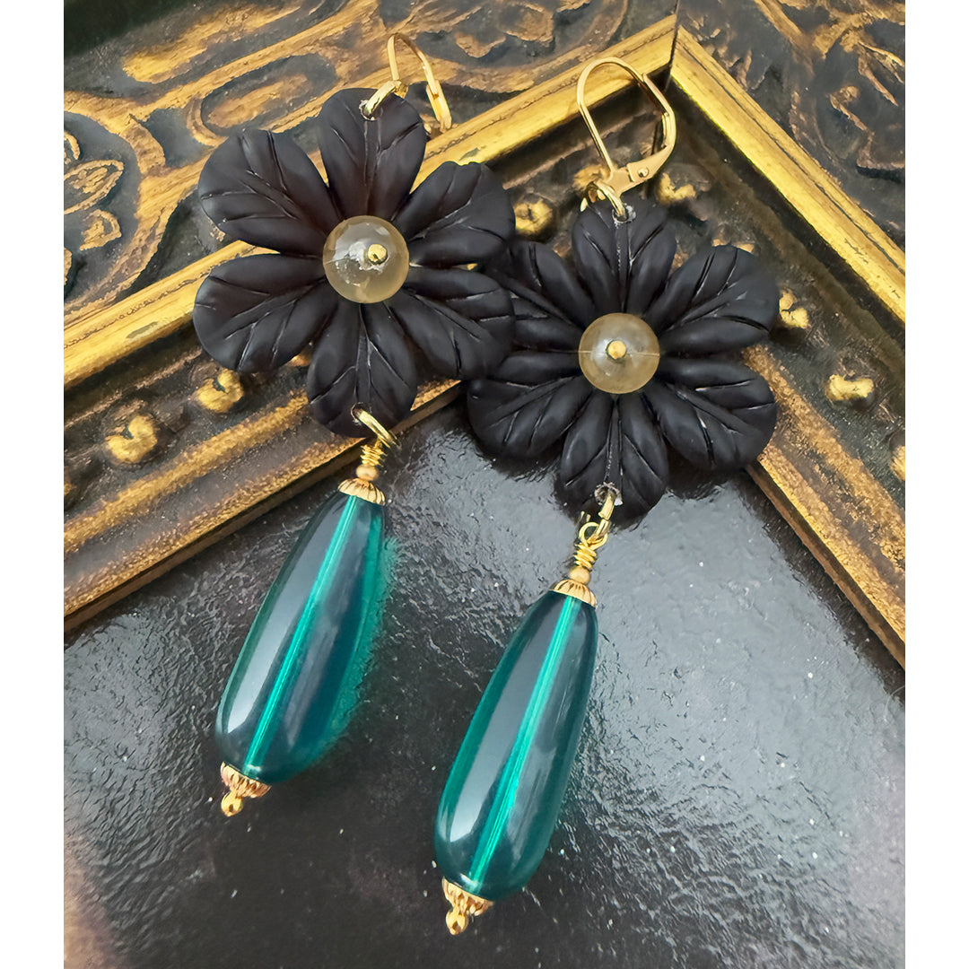 Dark Daisy Statement Earrings