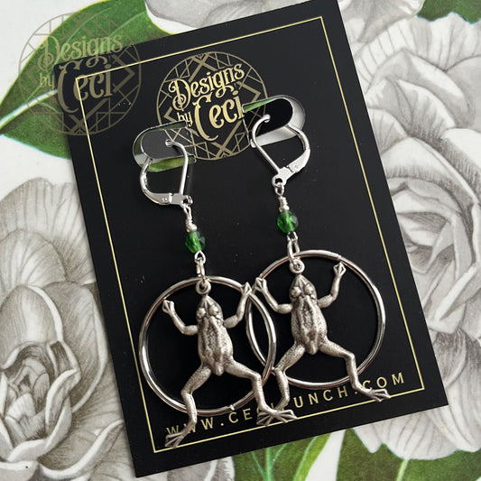 Frog Specimen Hoops Silver