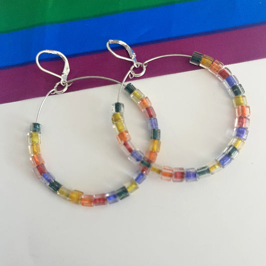 Pride Rainbow Hoops Glass Beads