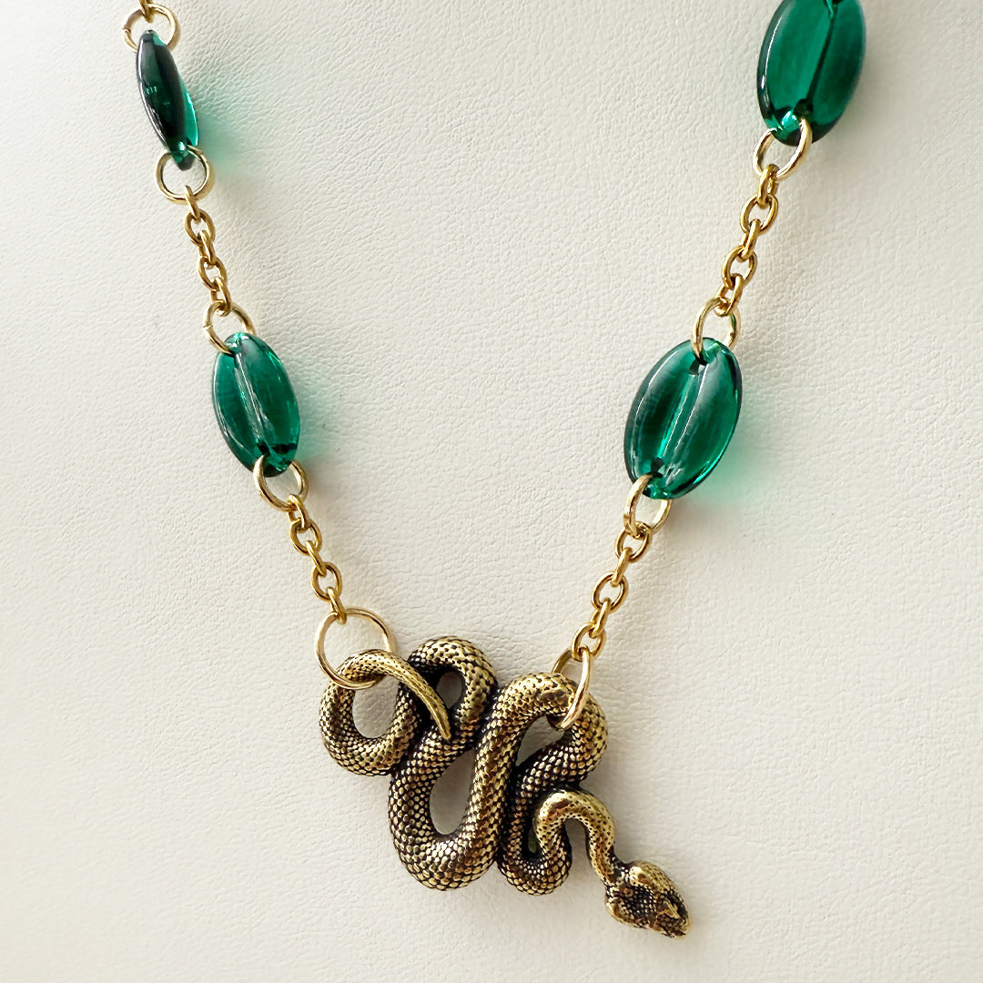 Snake Necklace Green