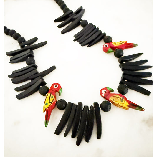 Bird Necklace RED+BLACK