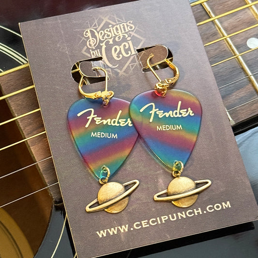 Abduction Guitar Pick Earrings RAINBOW