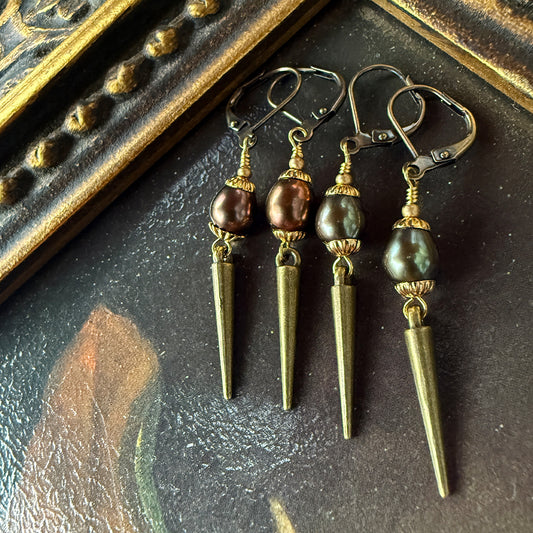 Baroque Pearl Spike Earrings