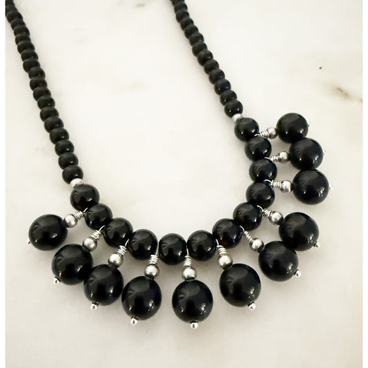 Atomic Black Pearl Glass Necklace