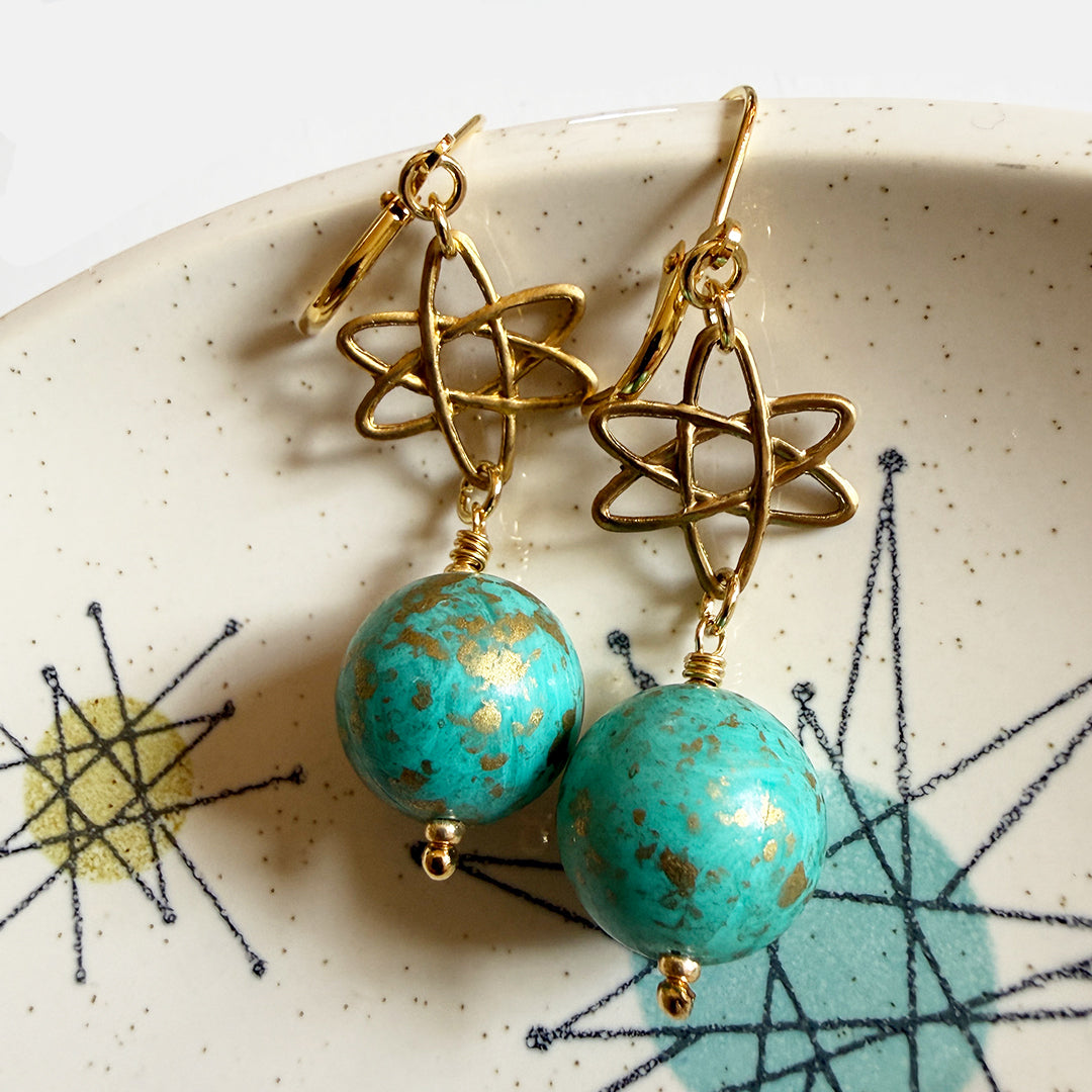 Atomic Turquoise Ball Earrings