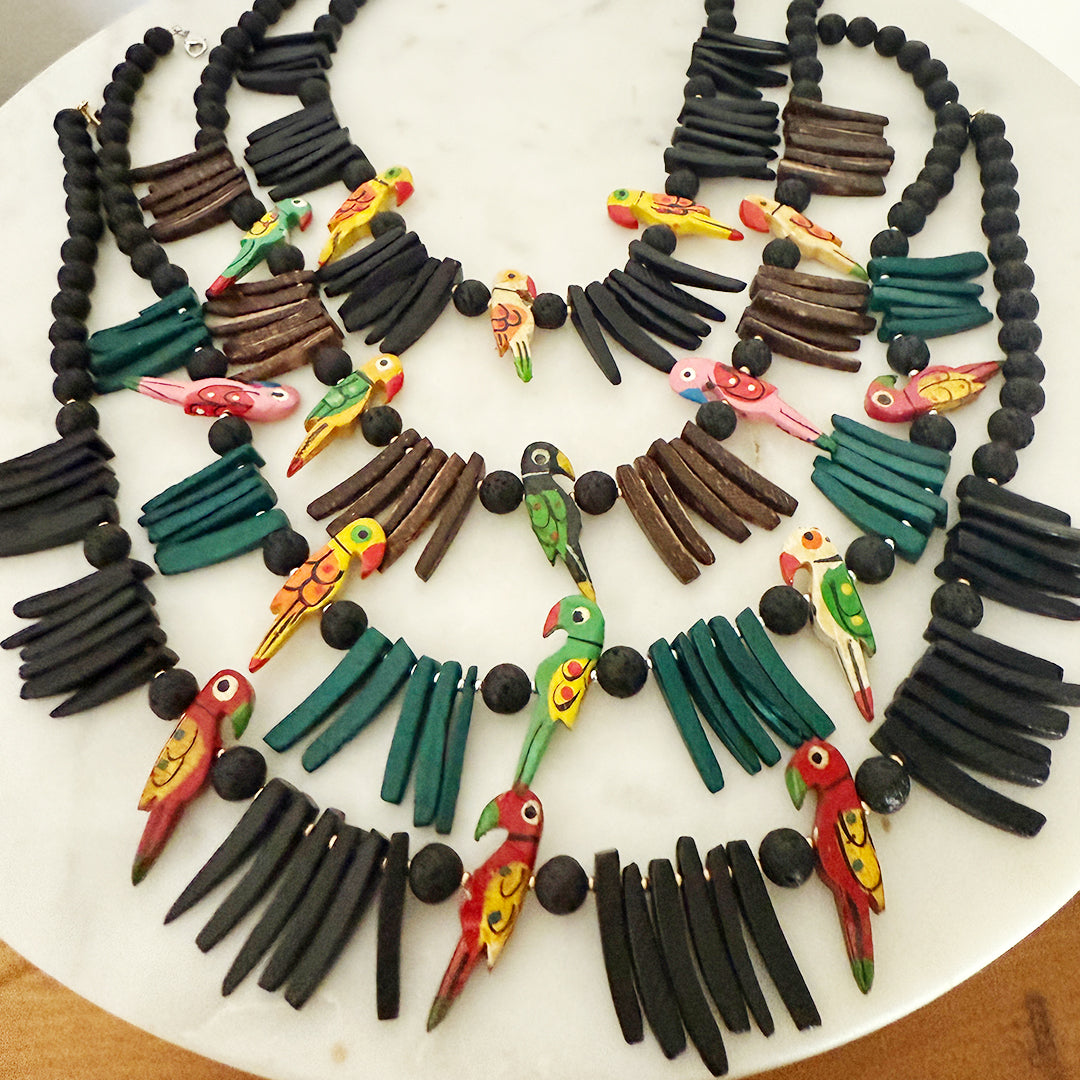 Bird Necklace RED+BLACK