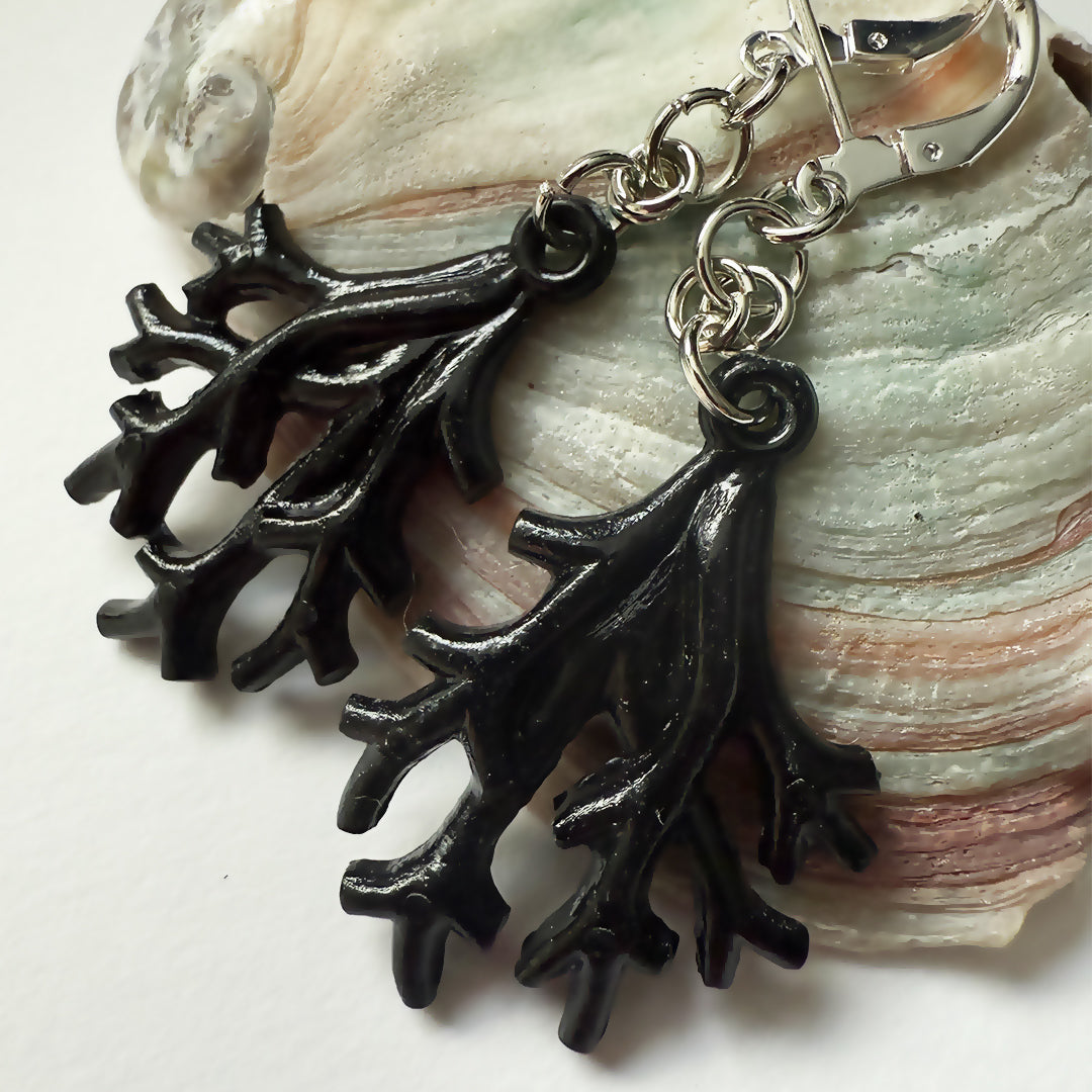 Lorelei Black Coral Earrings