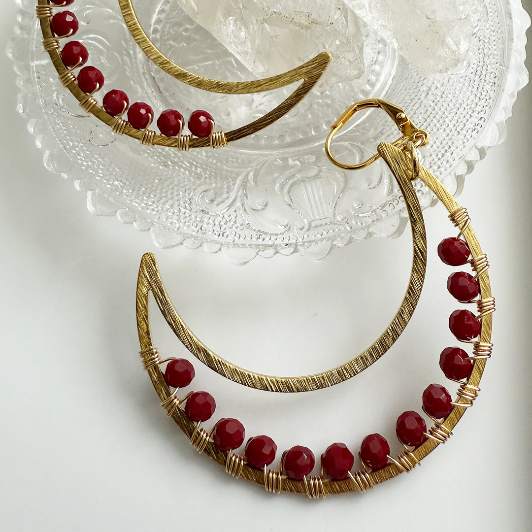 Blood Moon Crescent Moon Earrings
