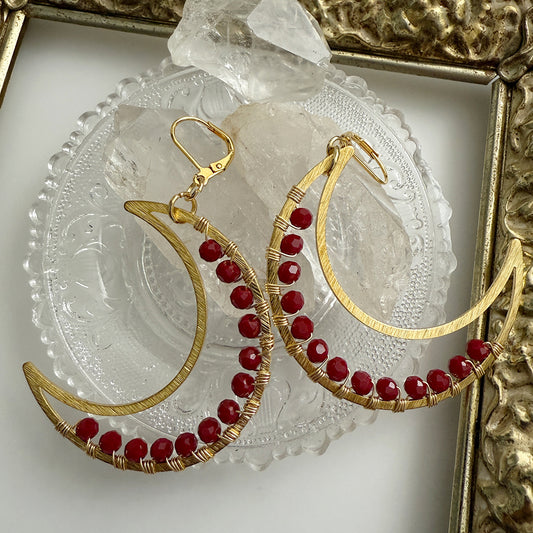 Blood Moon Crescent Moon Earrings