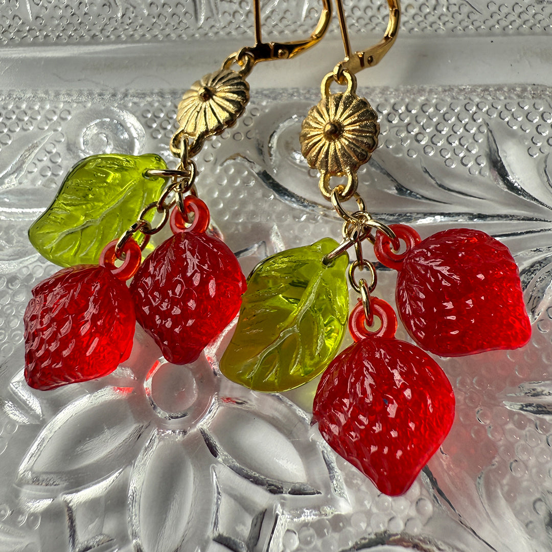 Strawberry Drop Earrings (Clear)