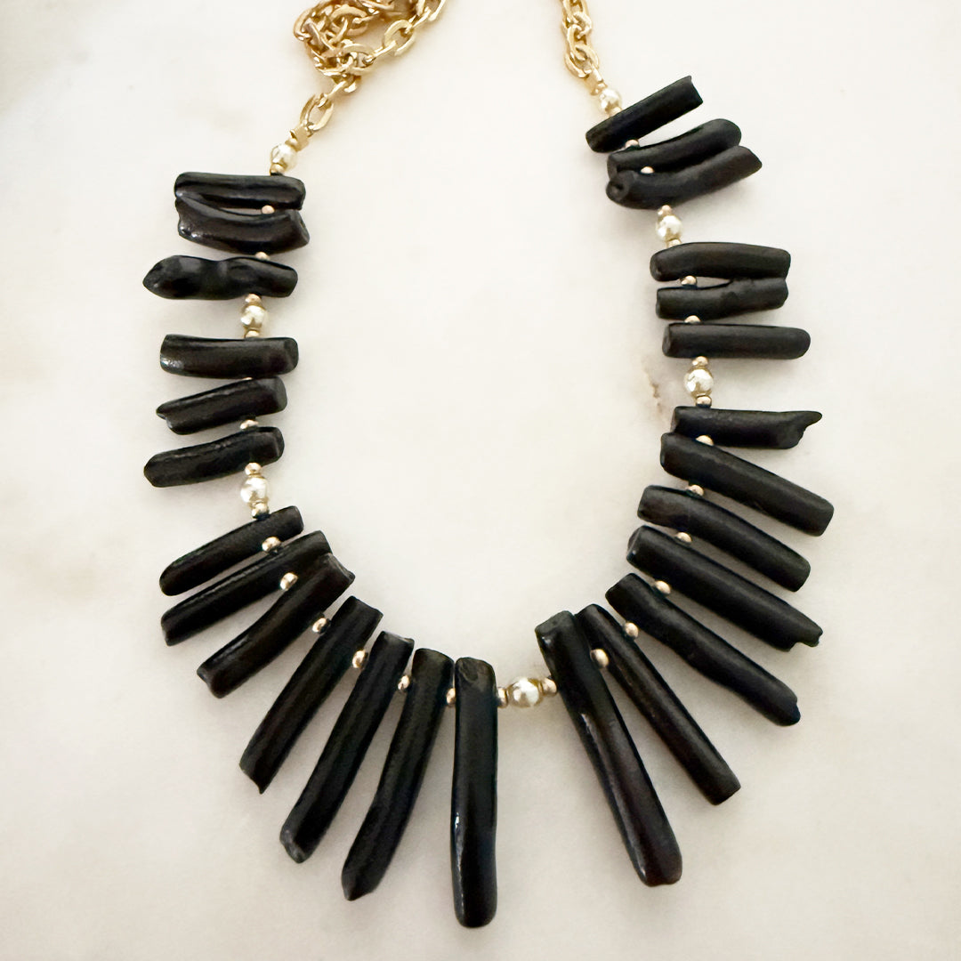 Black Coral Branch Necklace