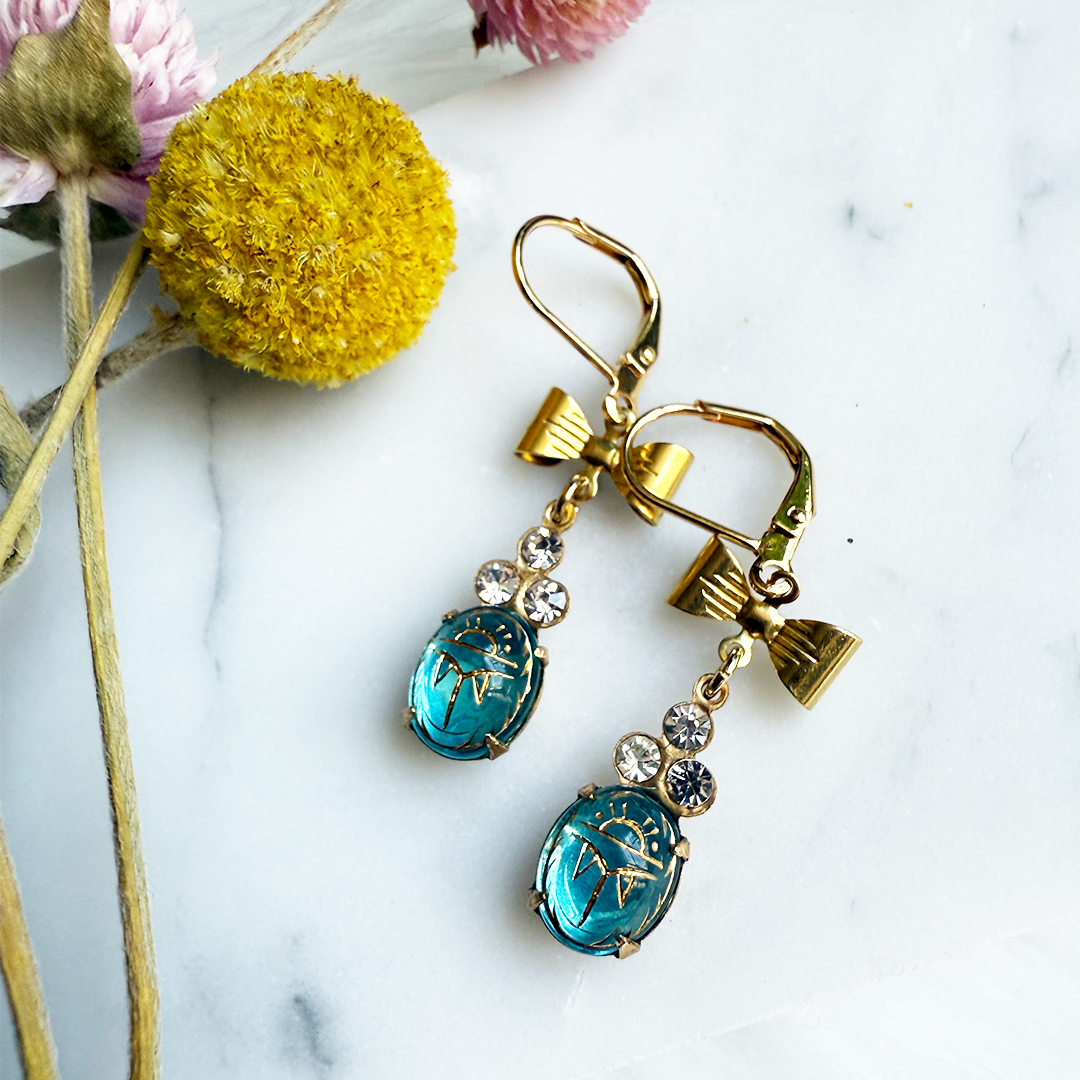 Elizabeth Scarab Bow Earrings