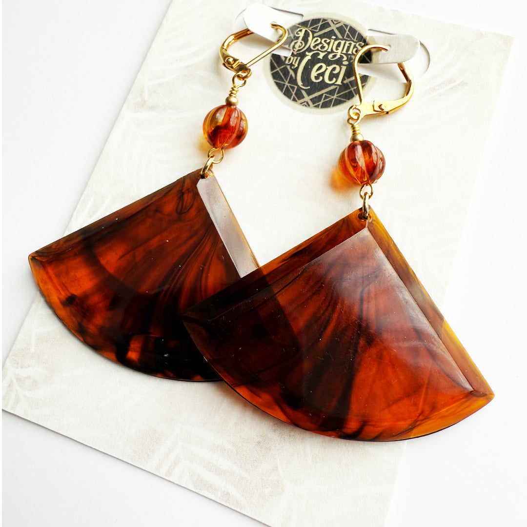 Elsa Tortoise Fan Earrings