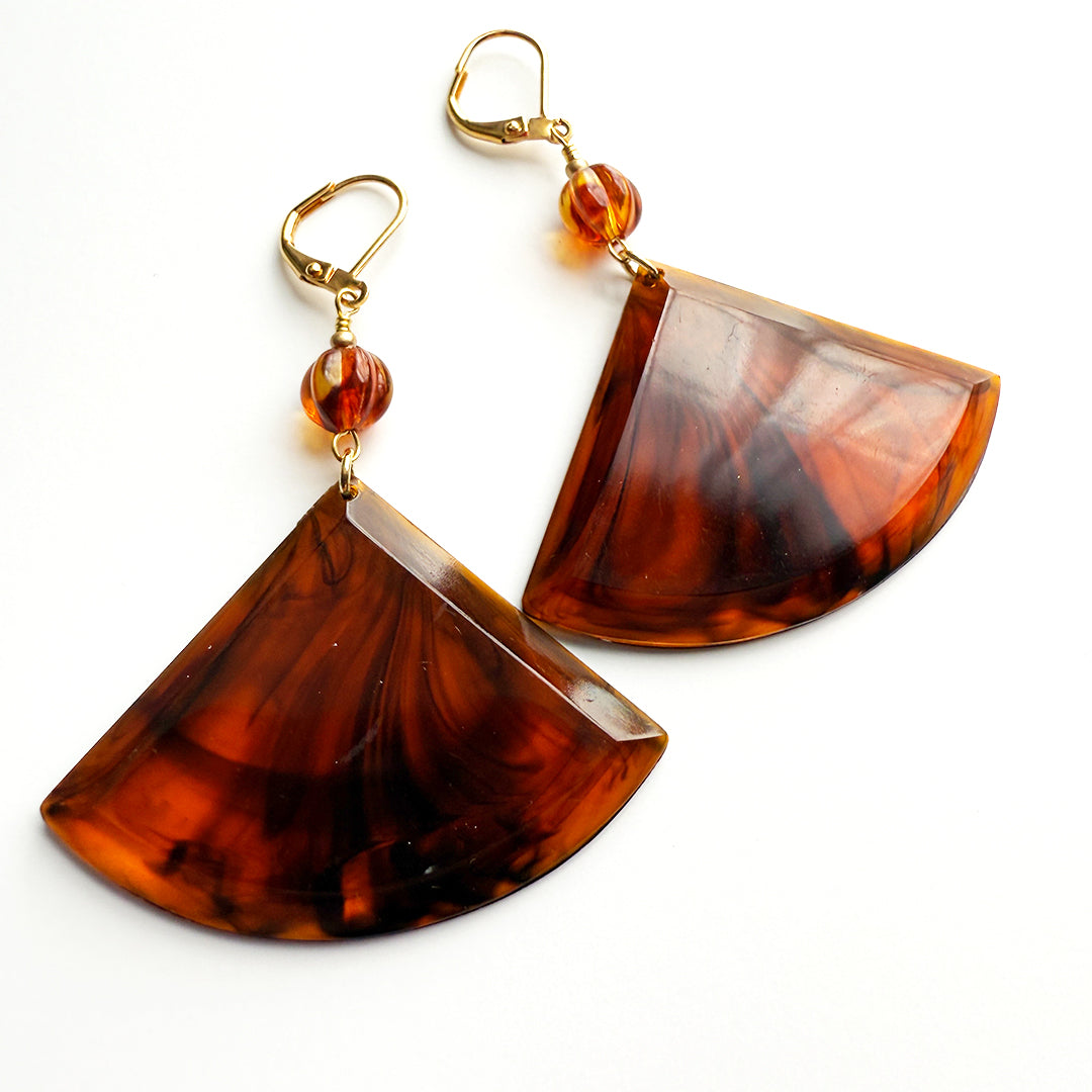 Elsa Tortoise Fan Earrings