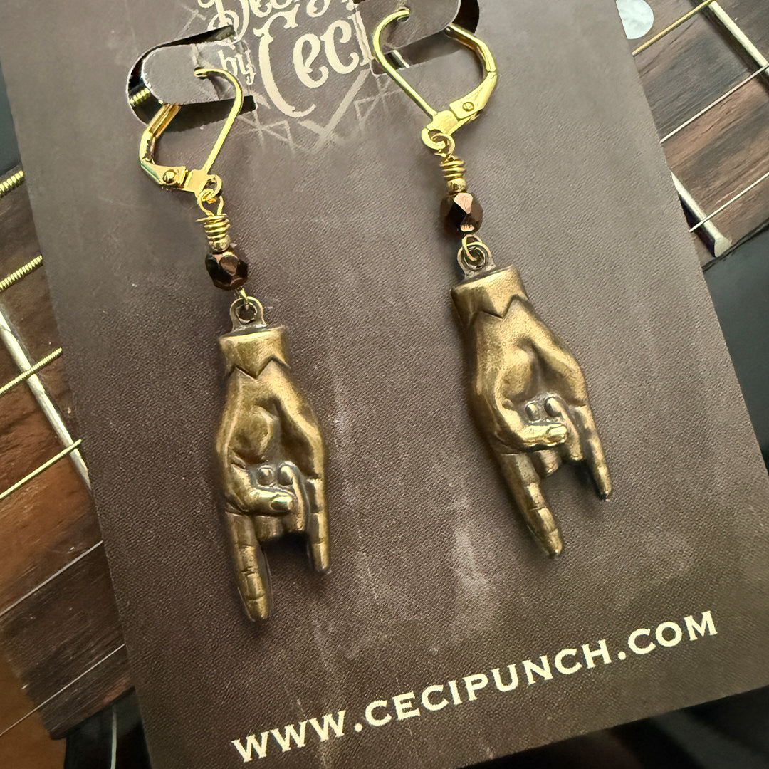 Rock On Hands Dangle Earrings