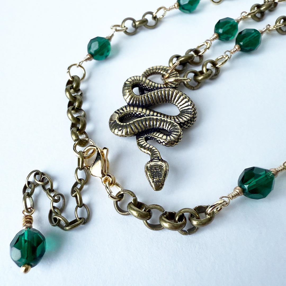 Enchanted Serpent Necklace Green