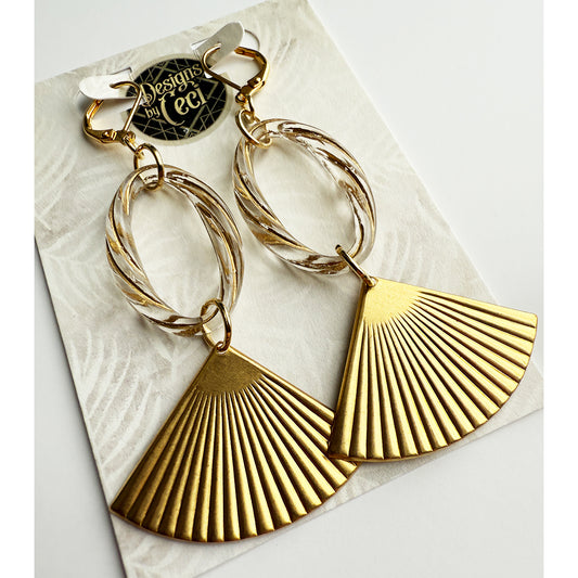 Golden Twist Fan Hoop Earrings
