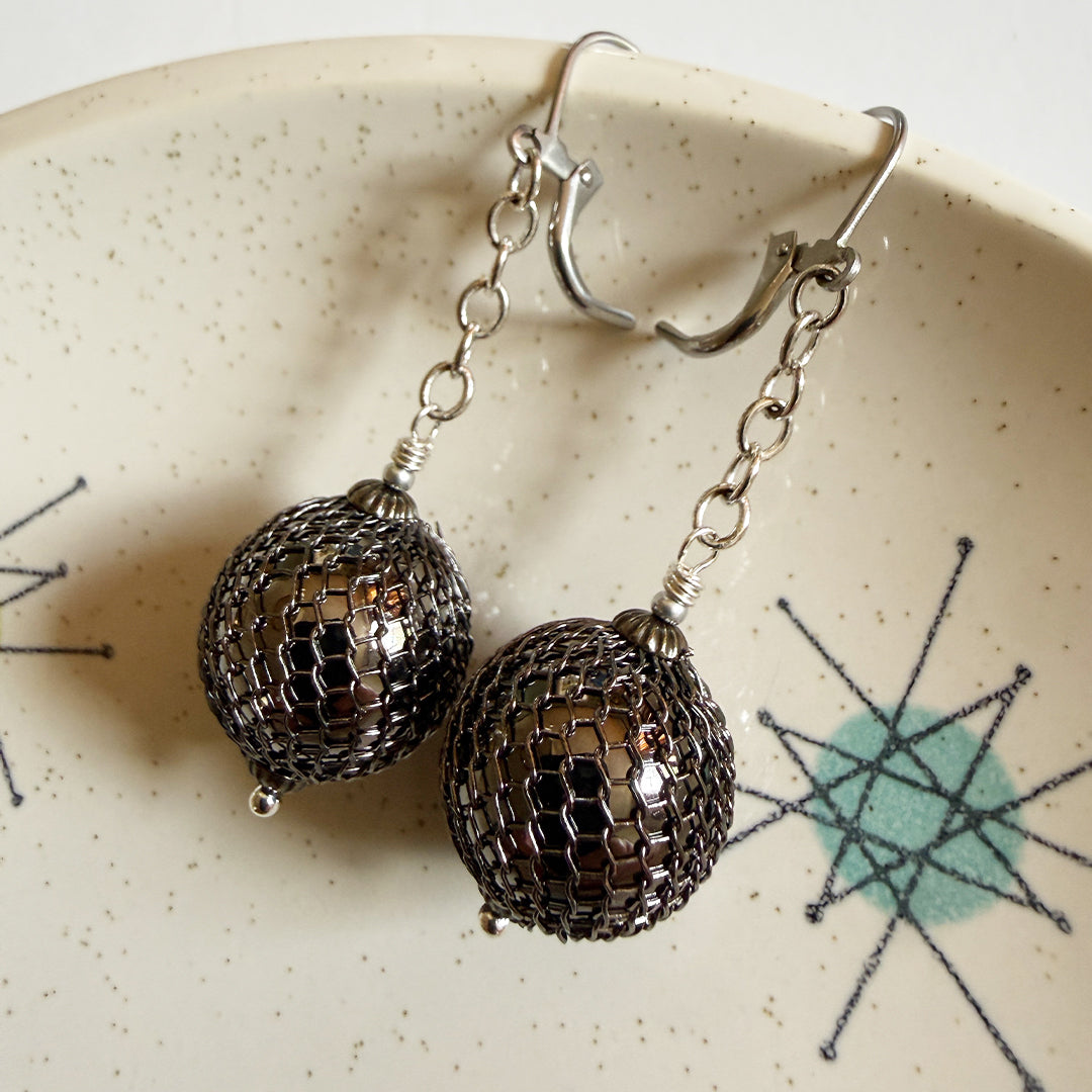 Netted Globe Drop Earrings