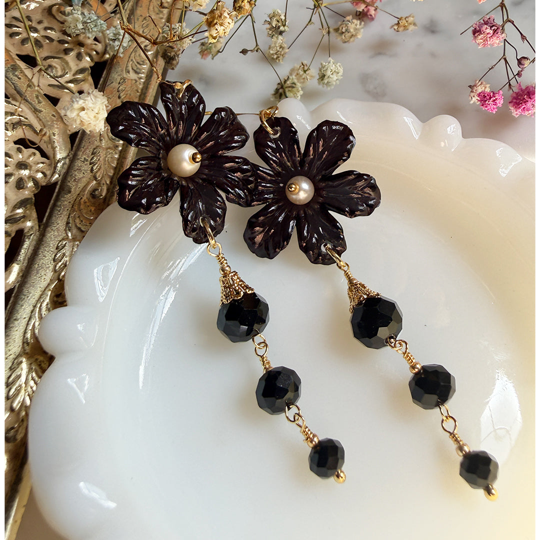 Midnight Bloom Drop Earrings