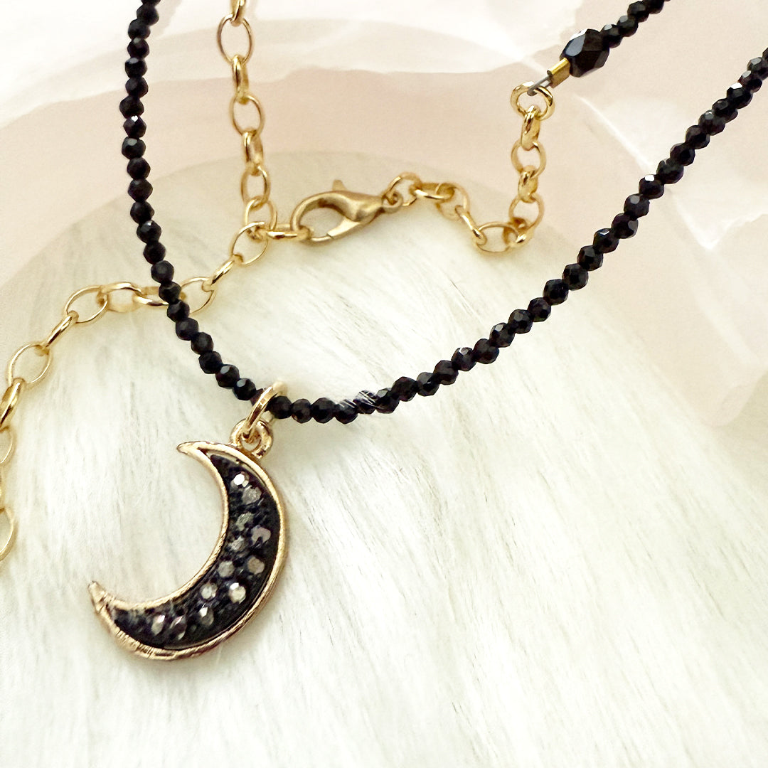 Crescent Moon Choker Black