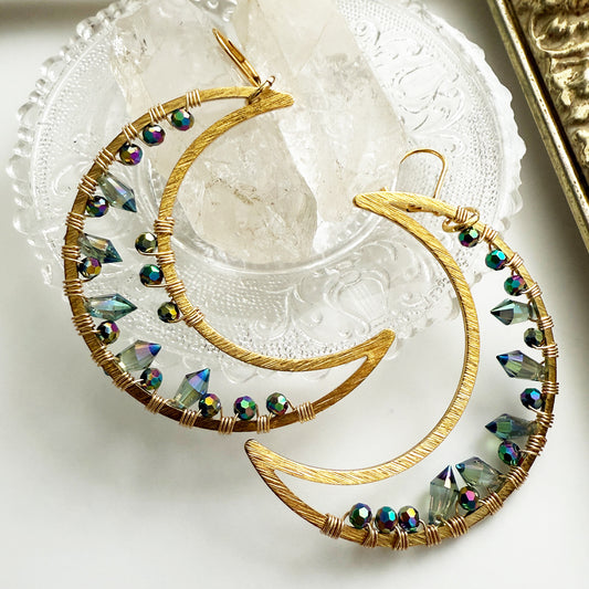 Aurora Crescent Moon Earrings