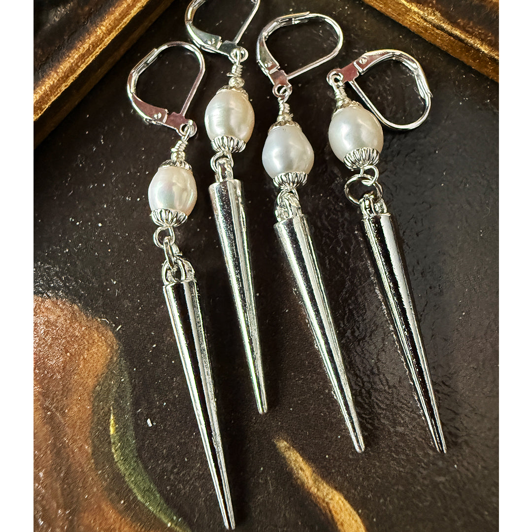 Minerva Pearl Spike Earrings