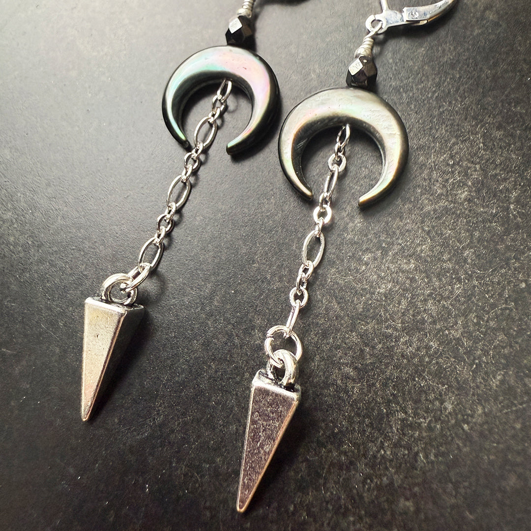 Pendulum Dark Crescent Earrings
