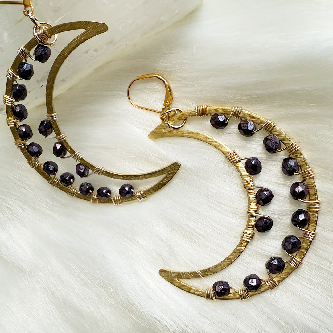 Currant Moons Crescent Moon Statement Earrings