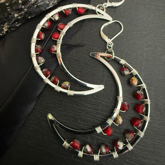 Fire Crescent Wire Wrap Moons