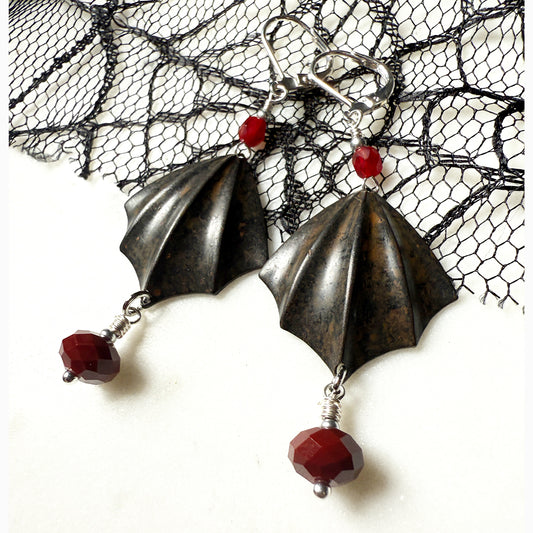 Bat Wing Earrings Red