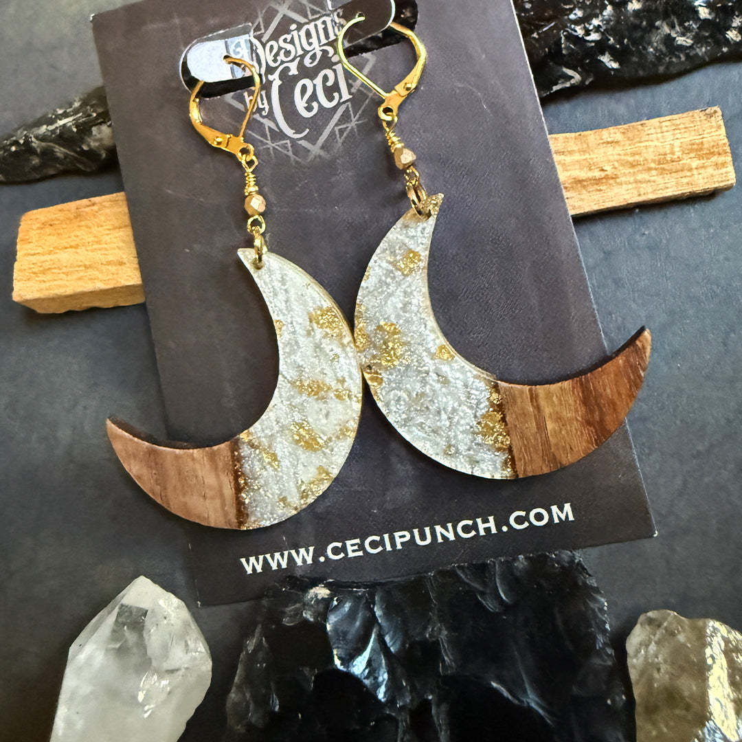 Moonlit Earth Crescent Earrings