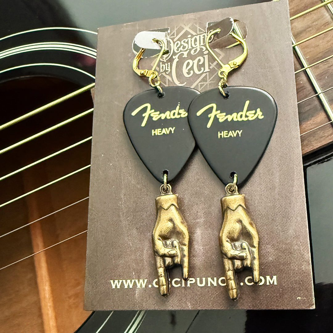 Rock On Guitar Pick earrings
