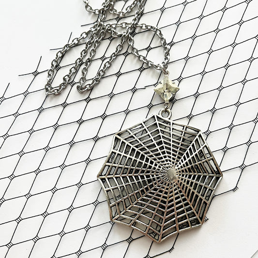 Silver Spiderweb Pendant Necklace