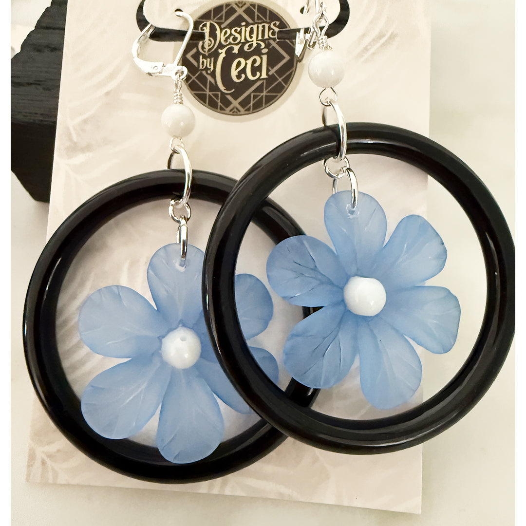 Mod Daisy Hoops (Sky Blue)