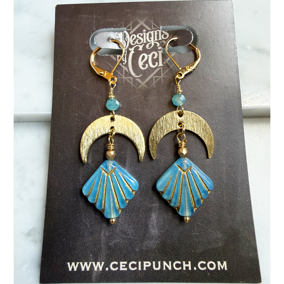 Crescent Shell Drop Earrings – Sky Blue