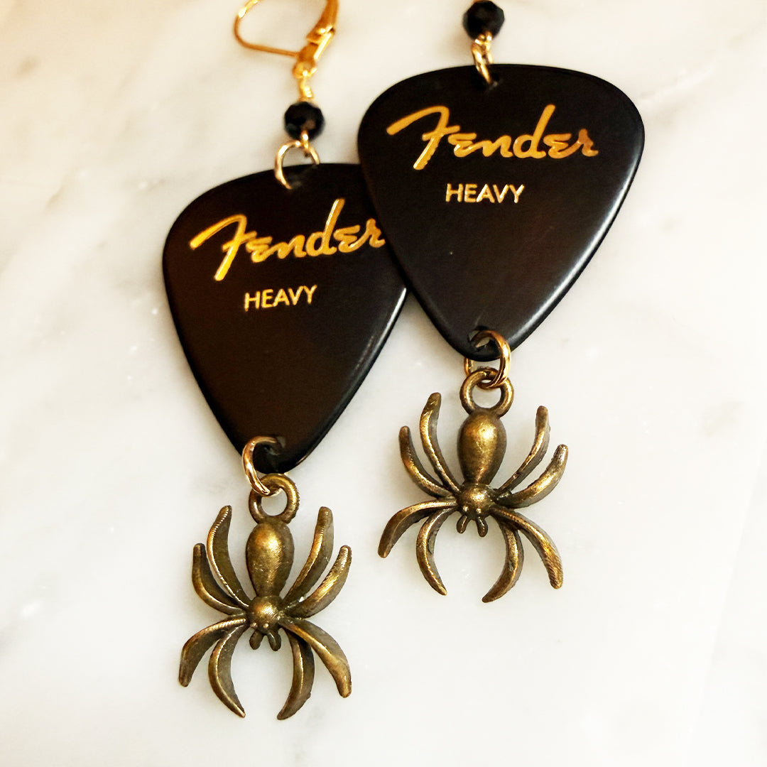 Spooky Spider Guitar Picks Earrings