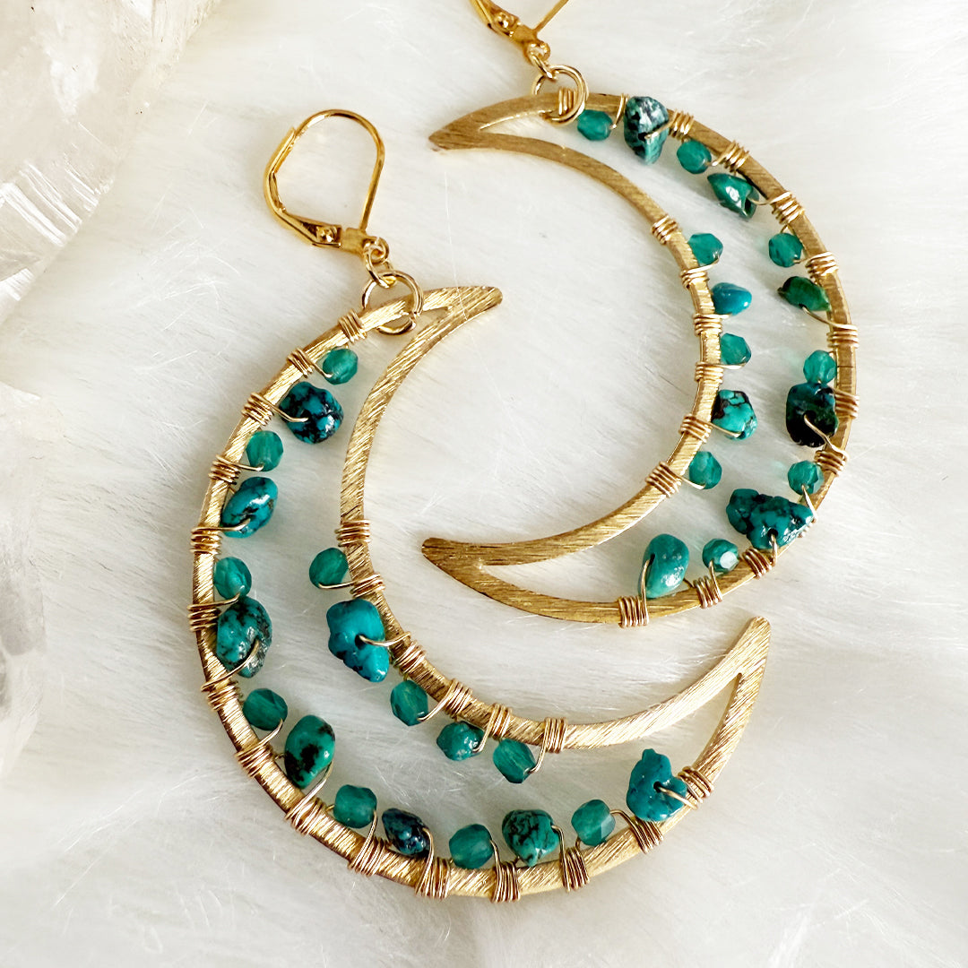 Turquoise Geode Crescent Moons