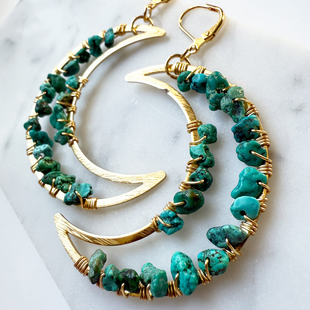 Turquoise Geode Crescent Moons