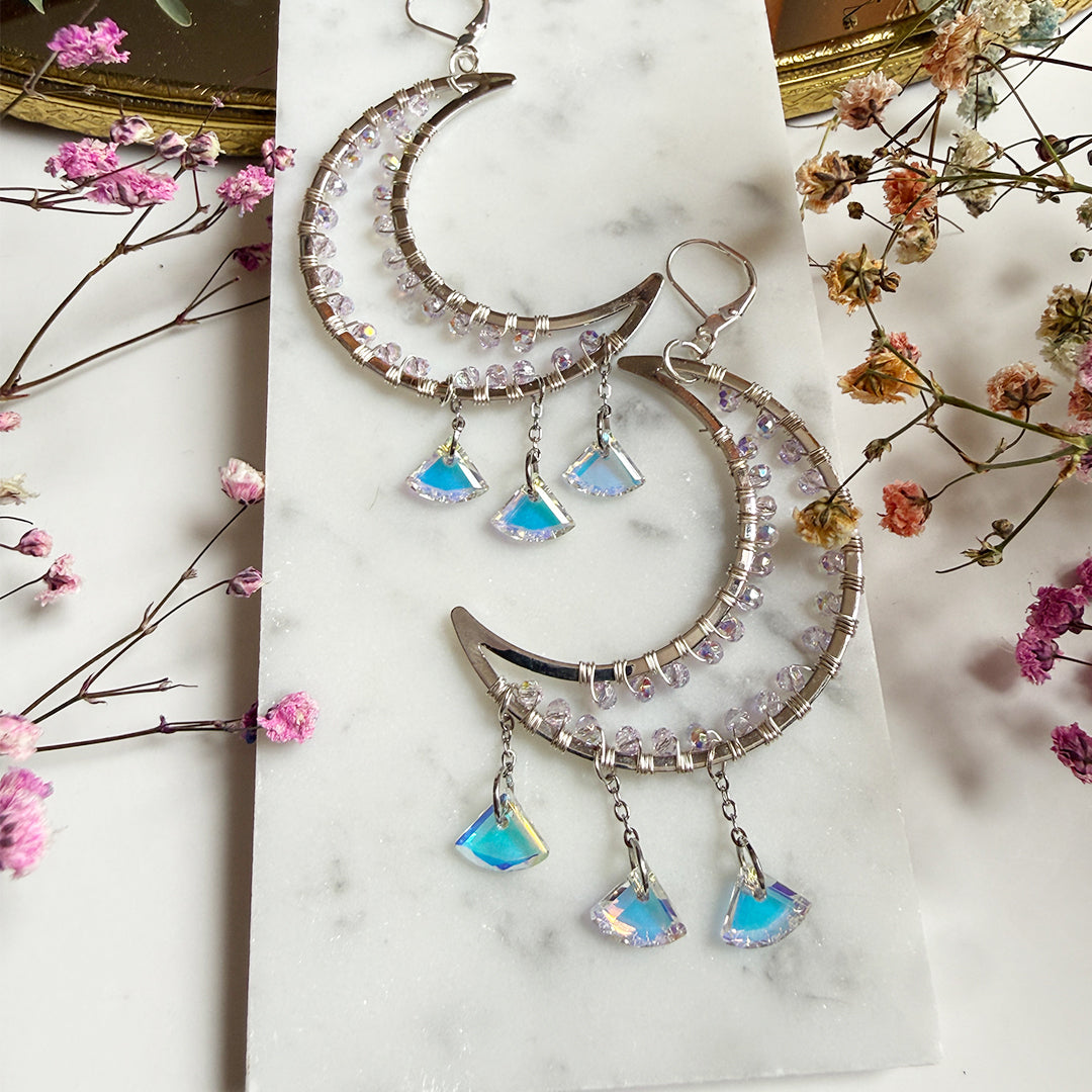 Unicorn Crescent Moons Statement Earrings