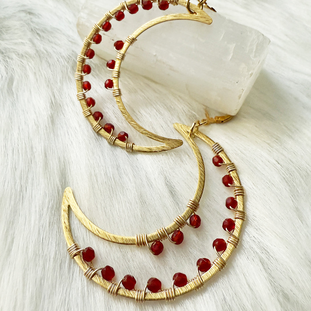Blood Moon Crescent Moon Statement Earrings