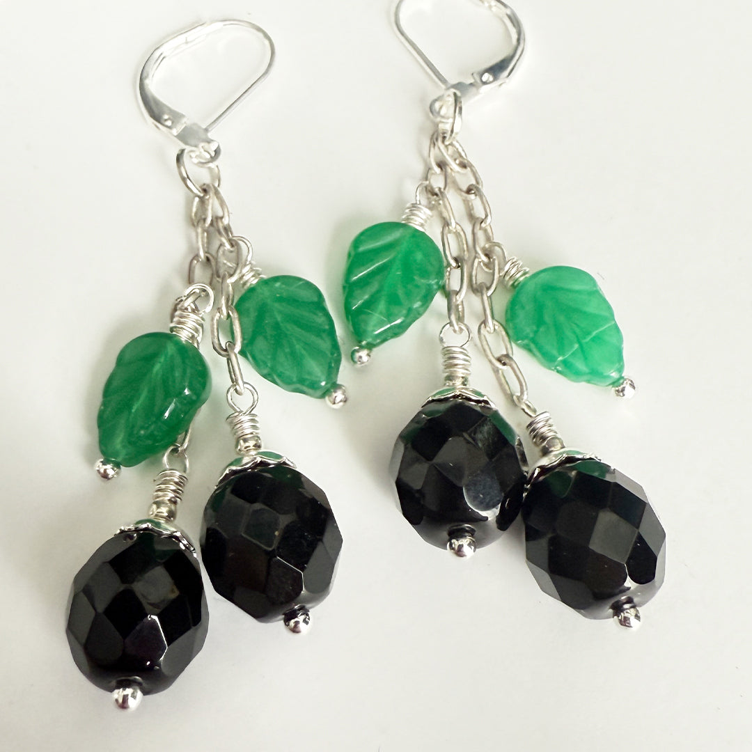Black Crystal Cherry Drop Earrings