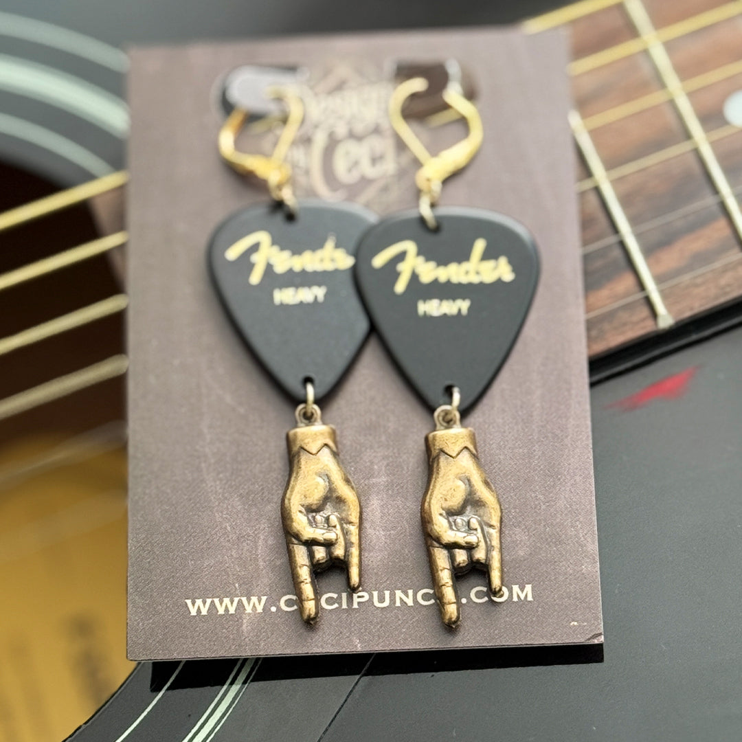 Rock On Guitar Pick earrings