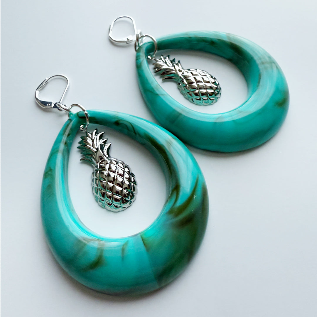 Jetset Pineapple Turquoise Hoops