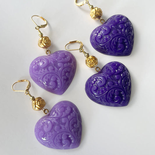 Purple Heart Earrings- Light Purple