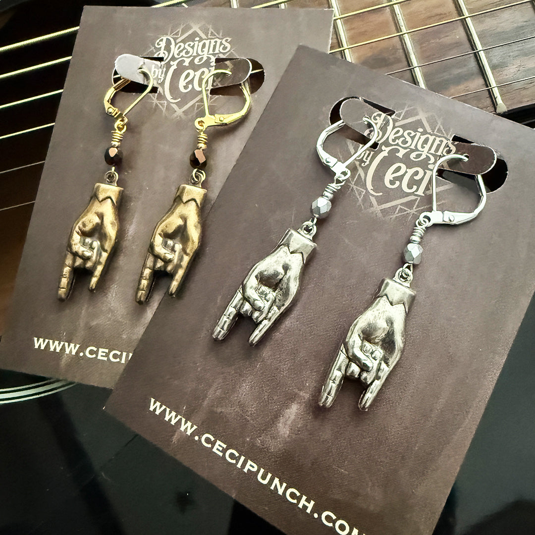 Rock On Hands Dangle Earrings