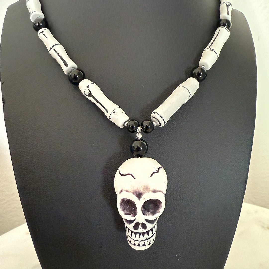 Skull and Bones Rattle Necklace