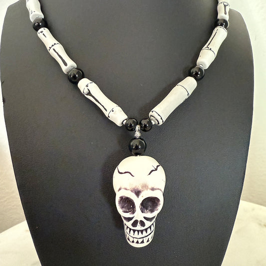 Skull and Bones Rattle Necklace