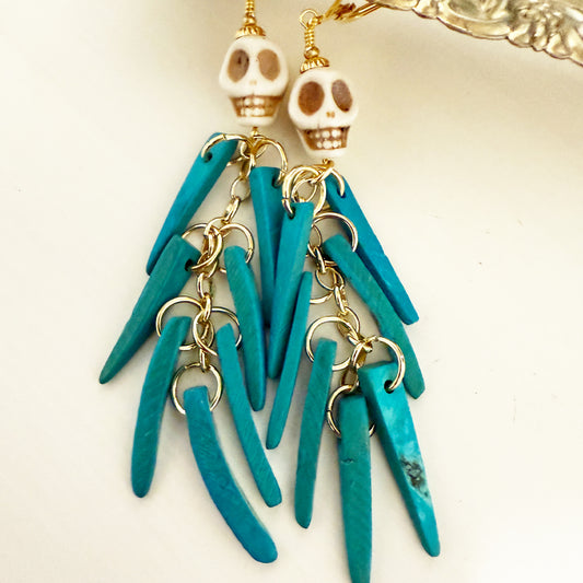 Skull Cascade Earrings (turquoise)