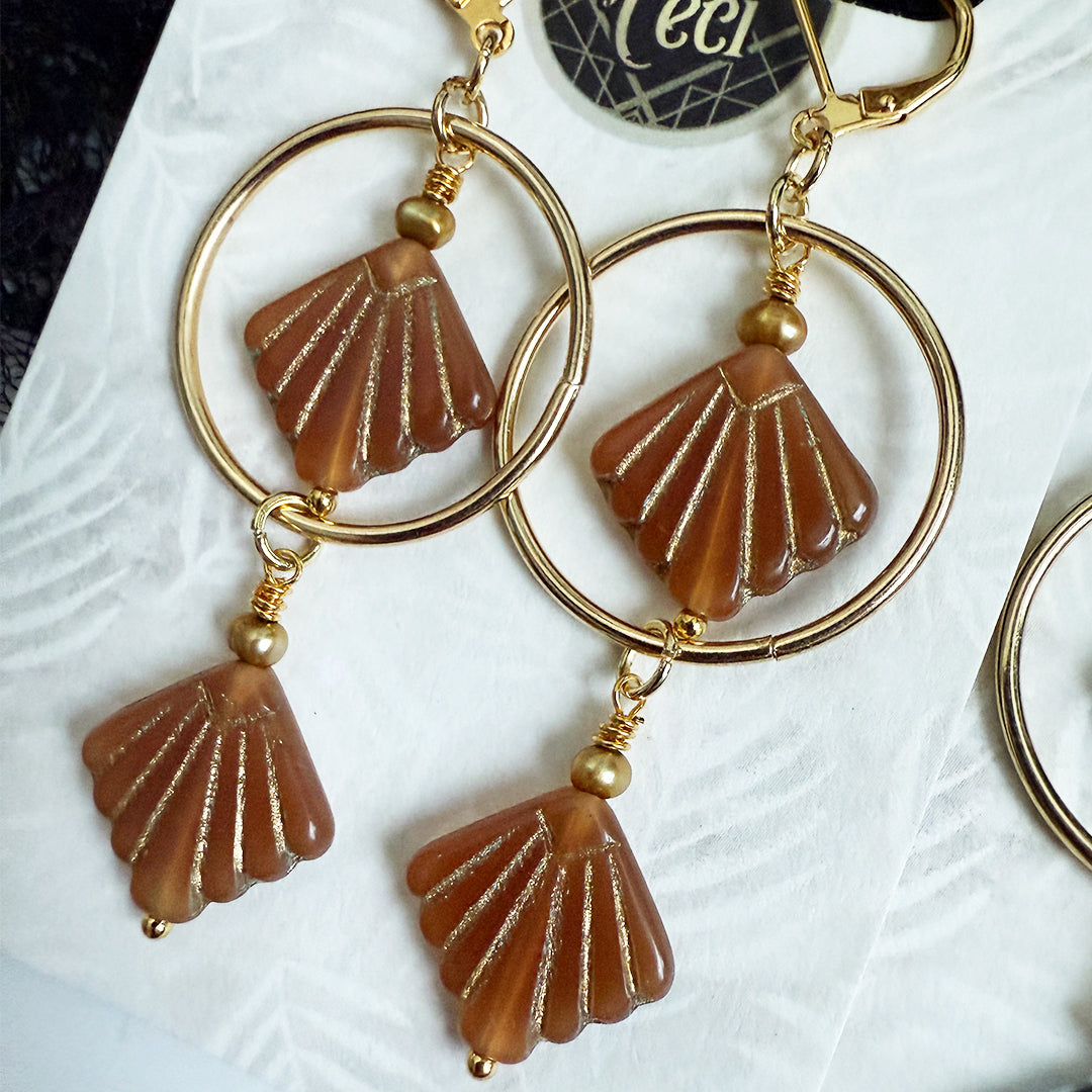 Gemini Shell Hoop Earrings AMBER